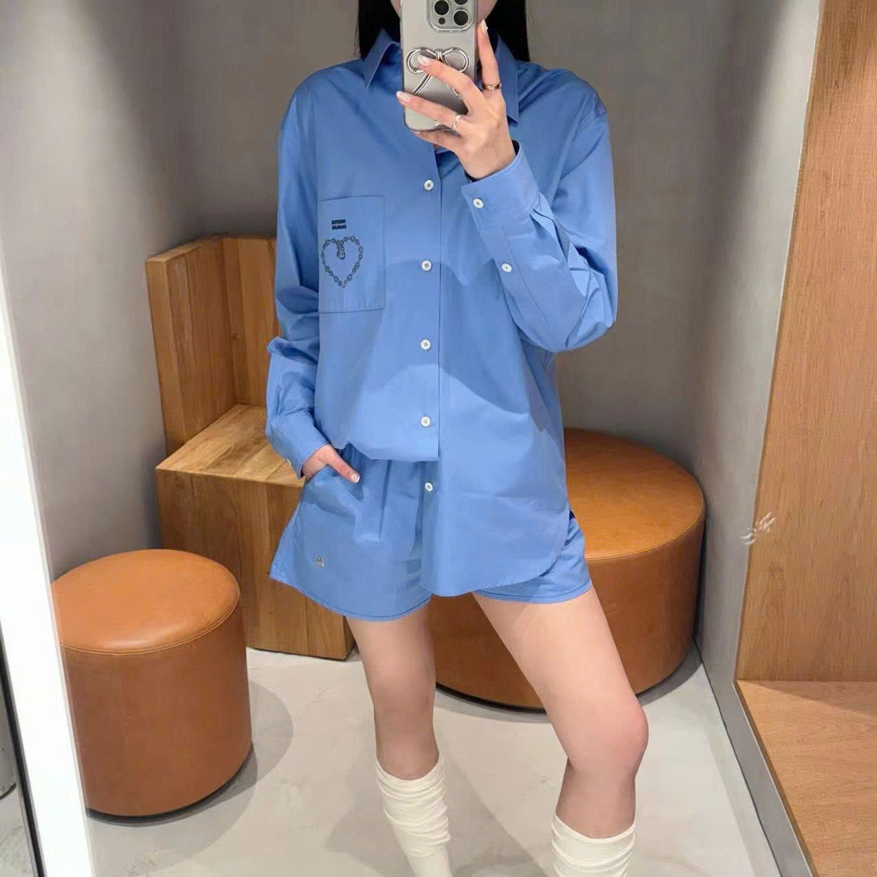 Sơ mi xanh - tim túi ngực (SET)