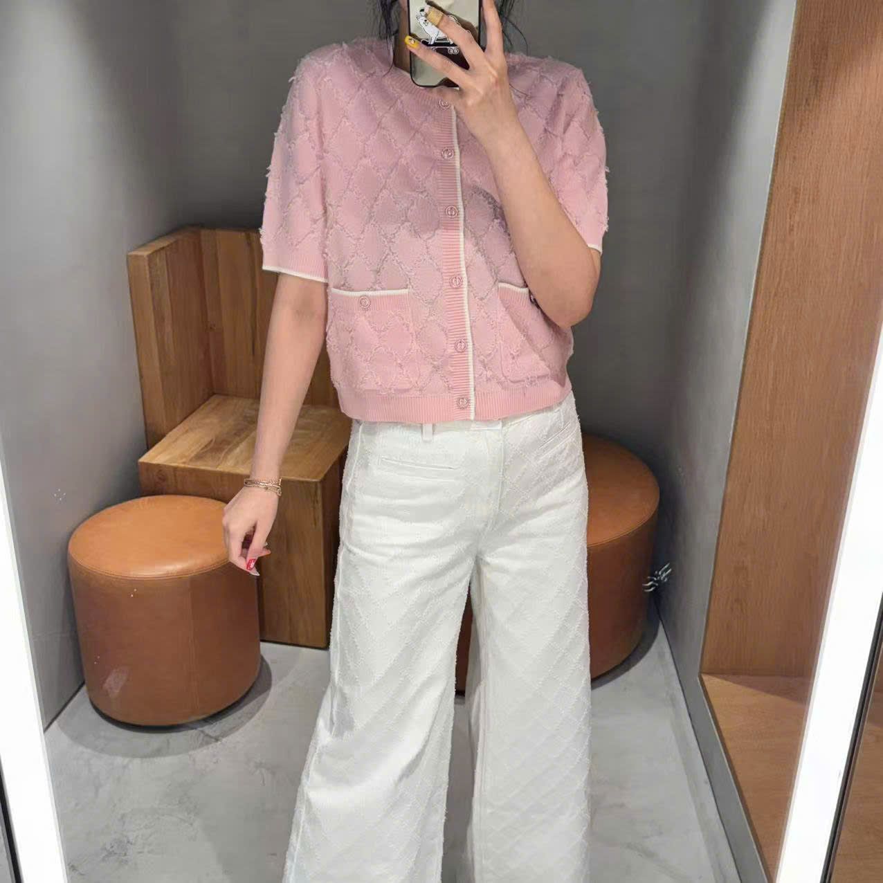 Áo CDG trám hồng ngắn tay