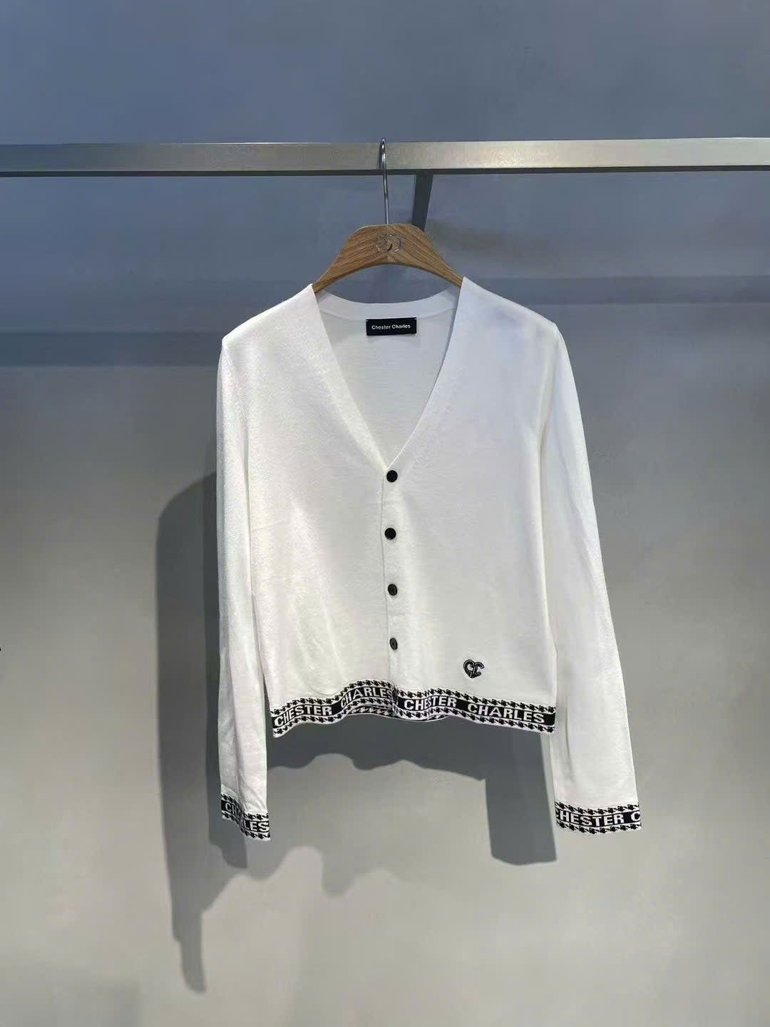 SET Áo CDG và áo tanktop trắng in chữ CC phối viền
