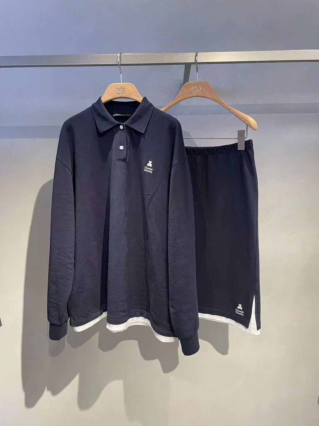 Chân váy navy gấu, chữ tà trắng(SET)