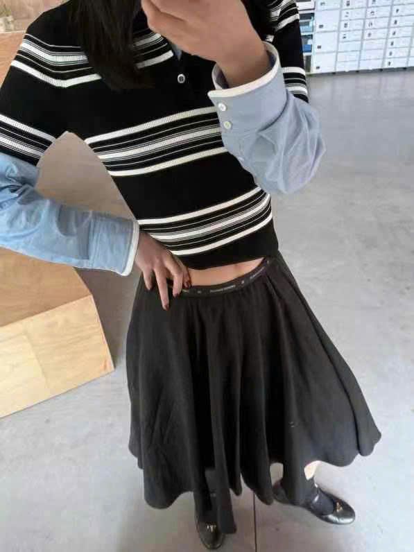 Áo Polo đen kẻ Trắng ngắn tay