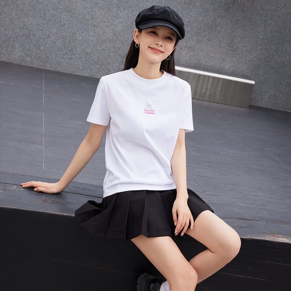 Áo phông gấu chữ ngực hồng
