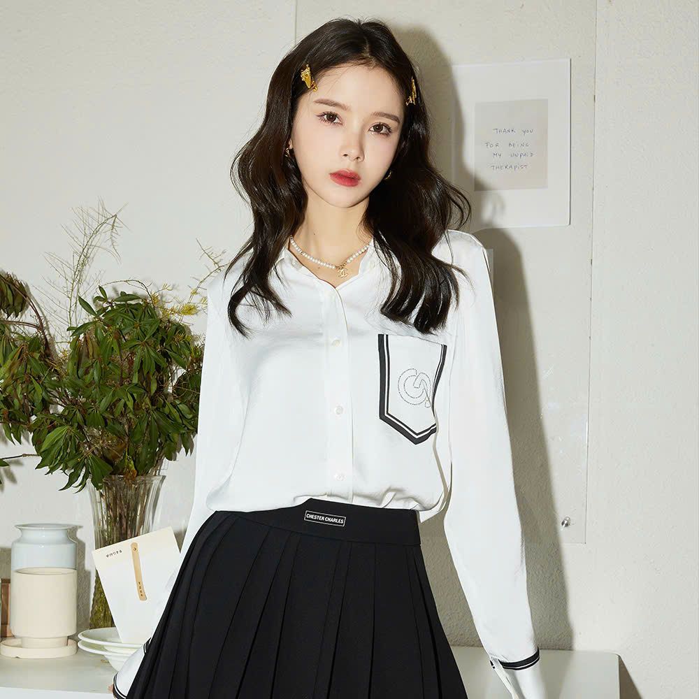 Sơ mi lụa trắng - 1 túi ngực