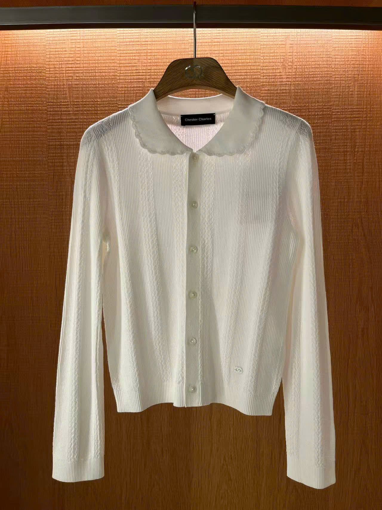 Áo CDG trắng dài tay - cổ sen