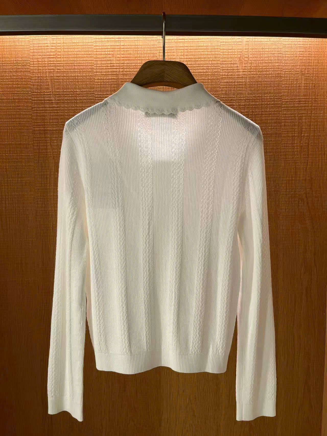 Áo CDG trắng dài tay - cổ sen