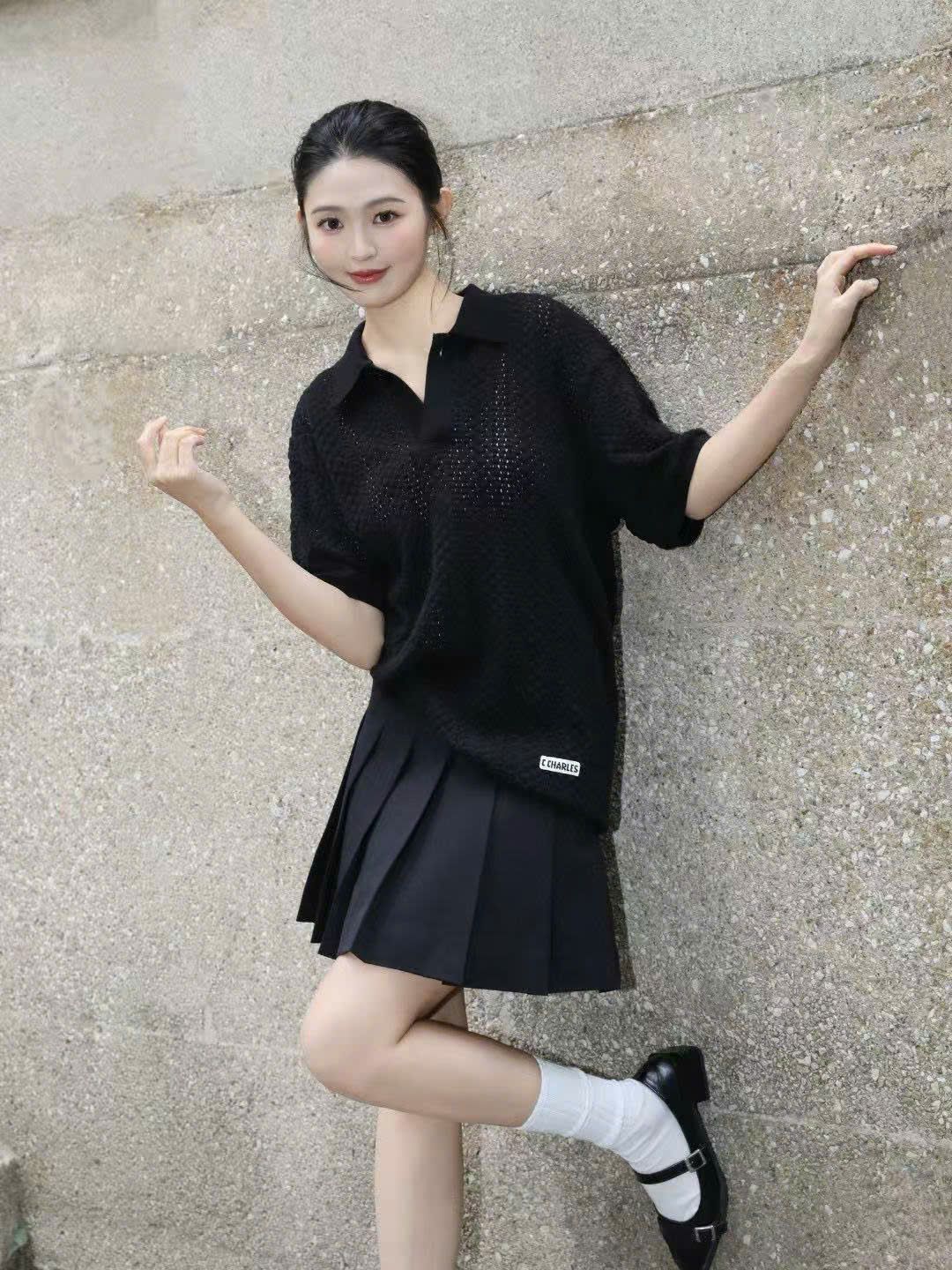 Áo Polo đen xốp