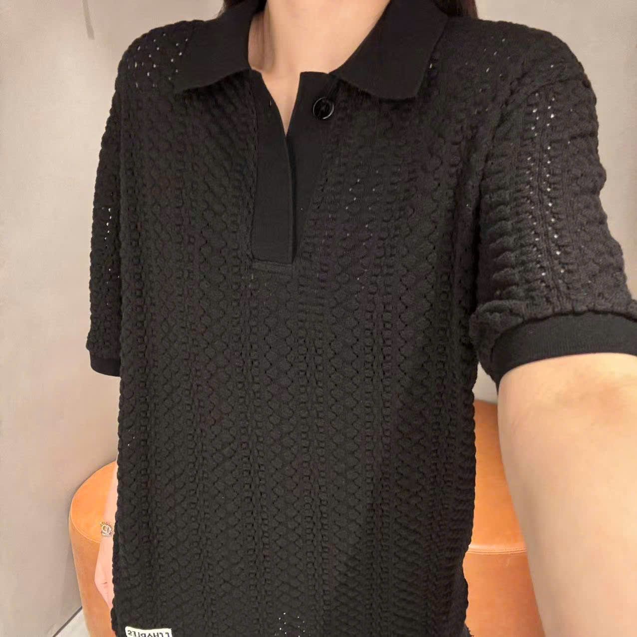 Áo Polo đen xốp