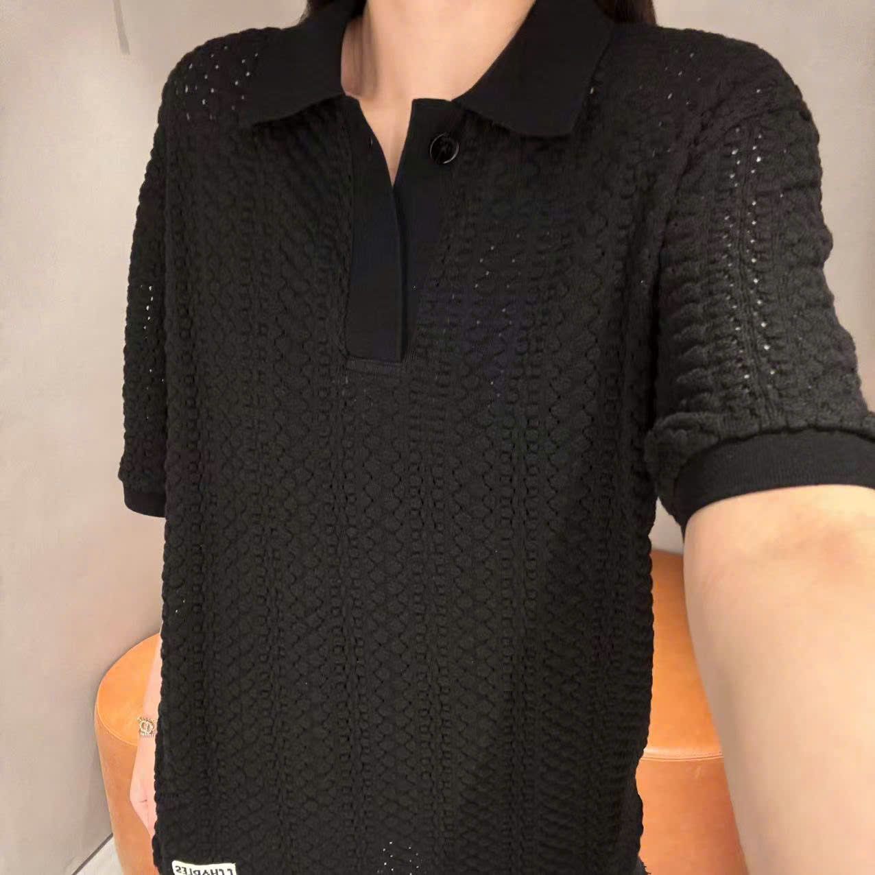 Áo Polo đen xốp