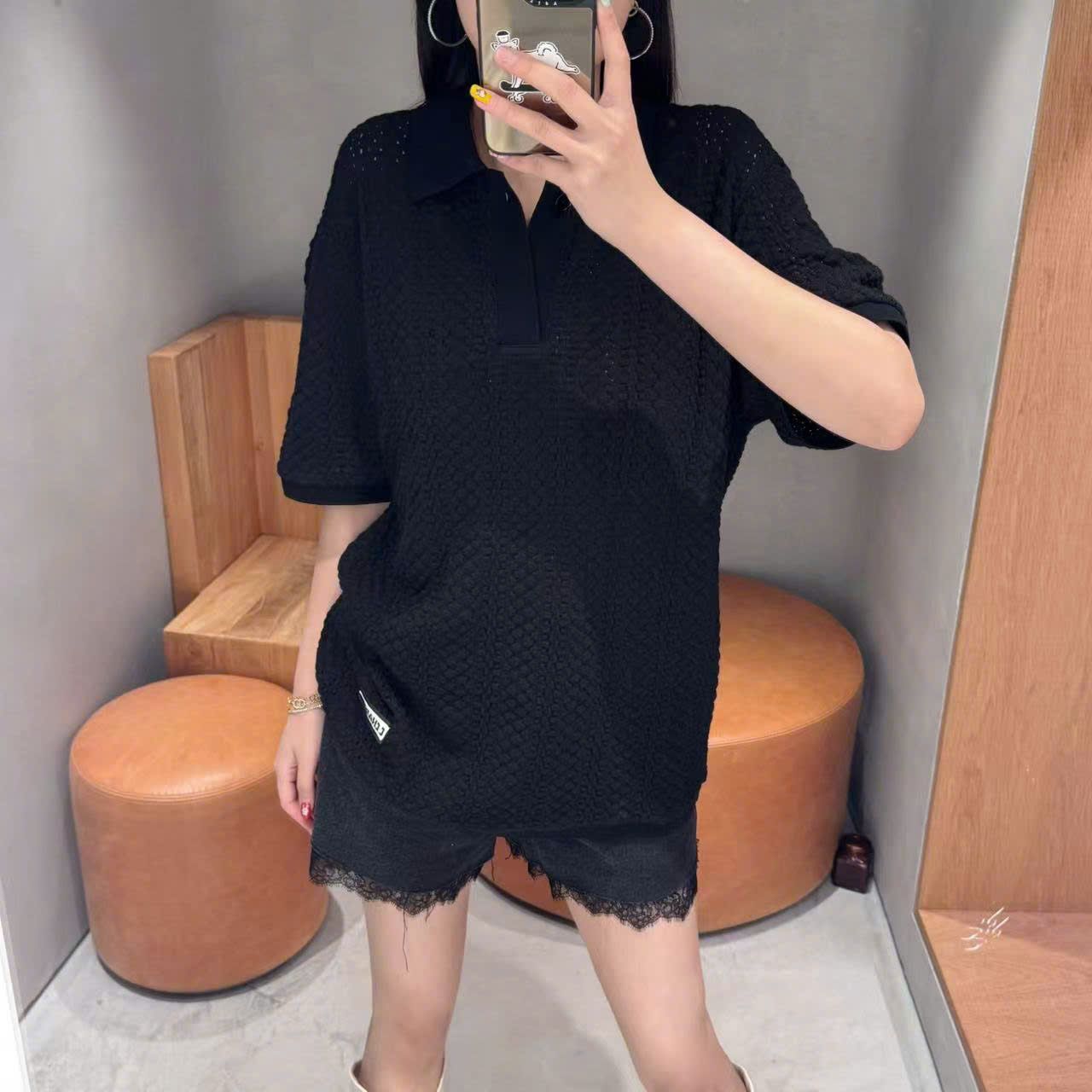 Áo Polo đen xốp