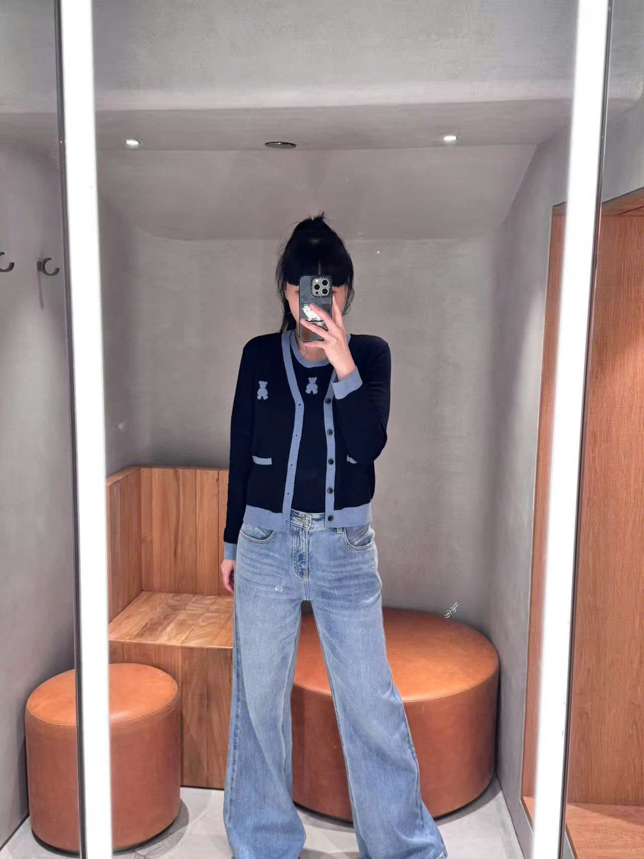 Áo CDG xanh navy-gấu ngọc