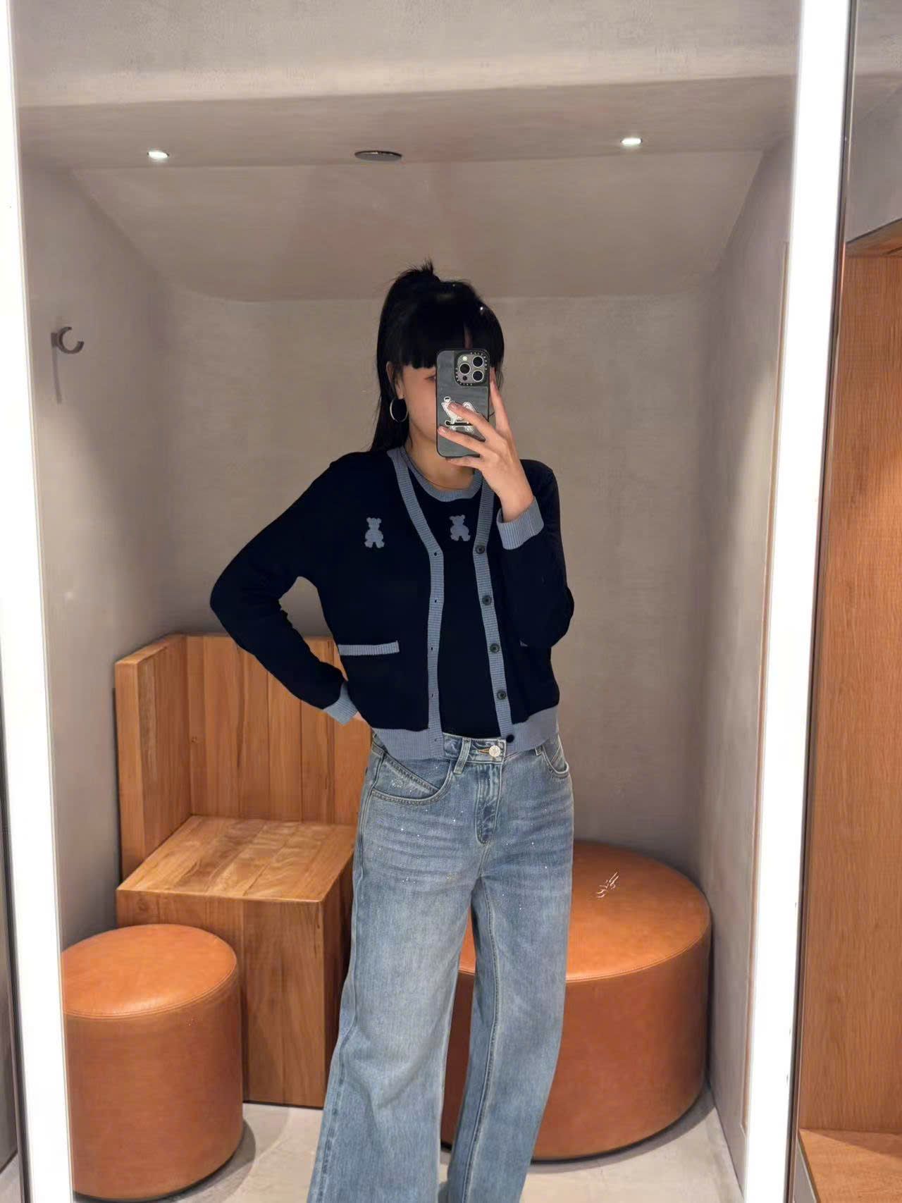 Áo CDG xanh navy-gấu ngọc