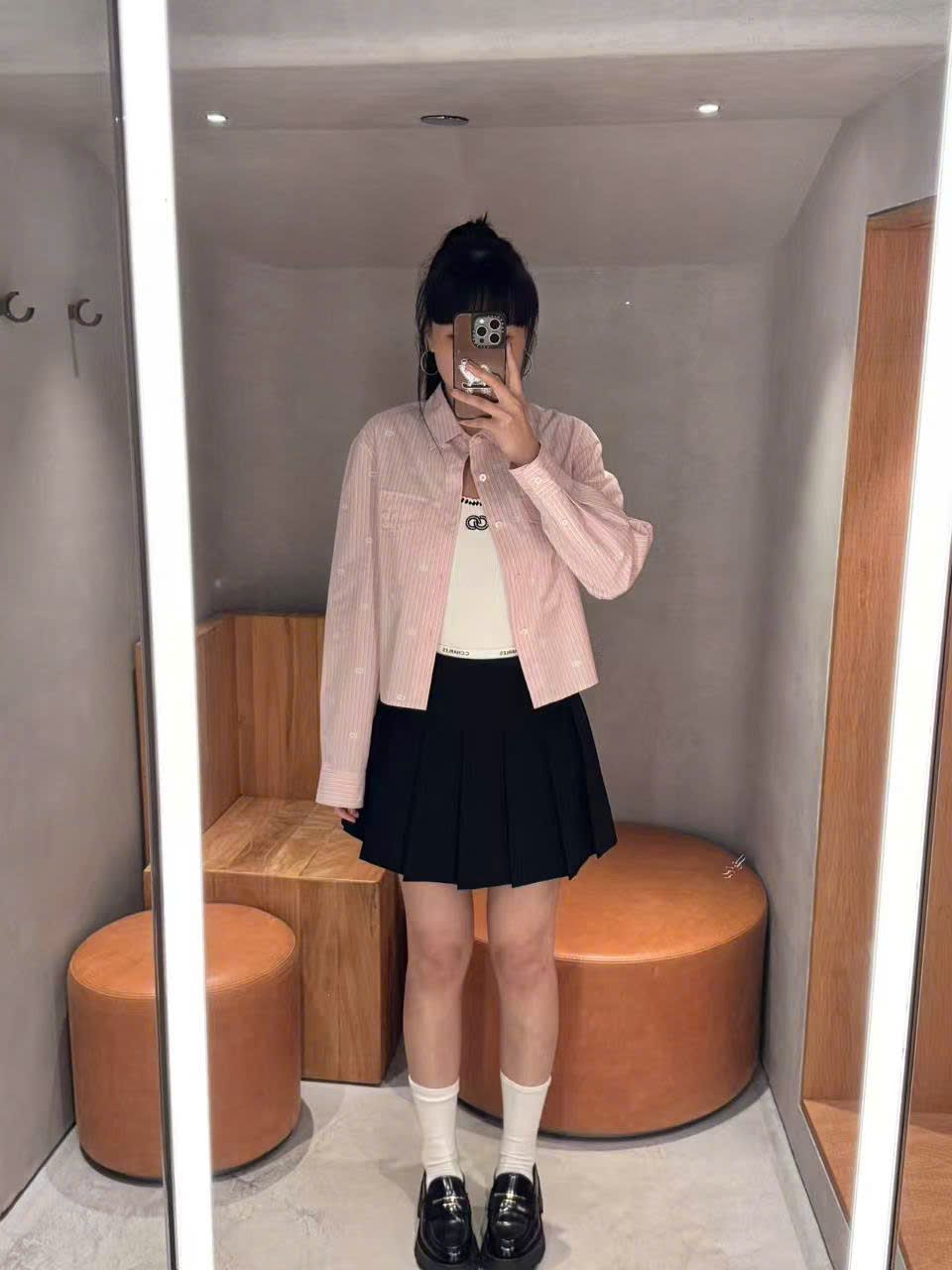 Áo sơmi hồng , 2 túi ngực