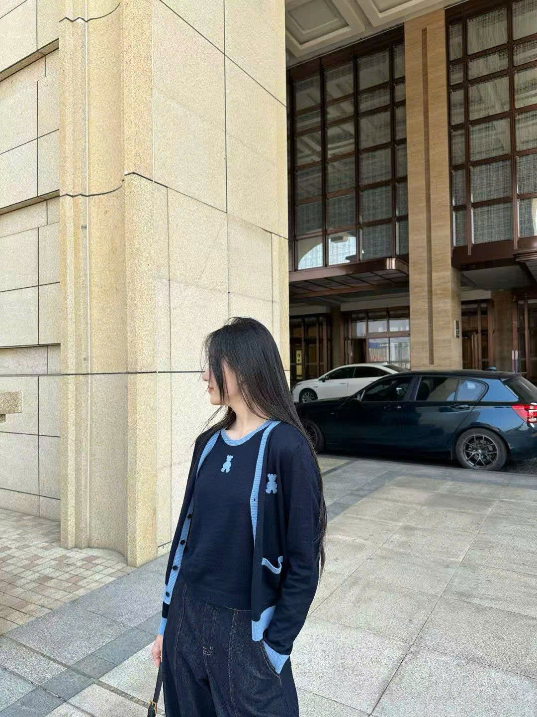 Áo CDG xanh navy-gấu ngọc