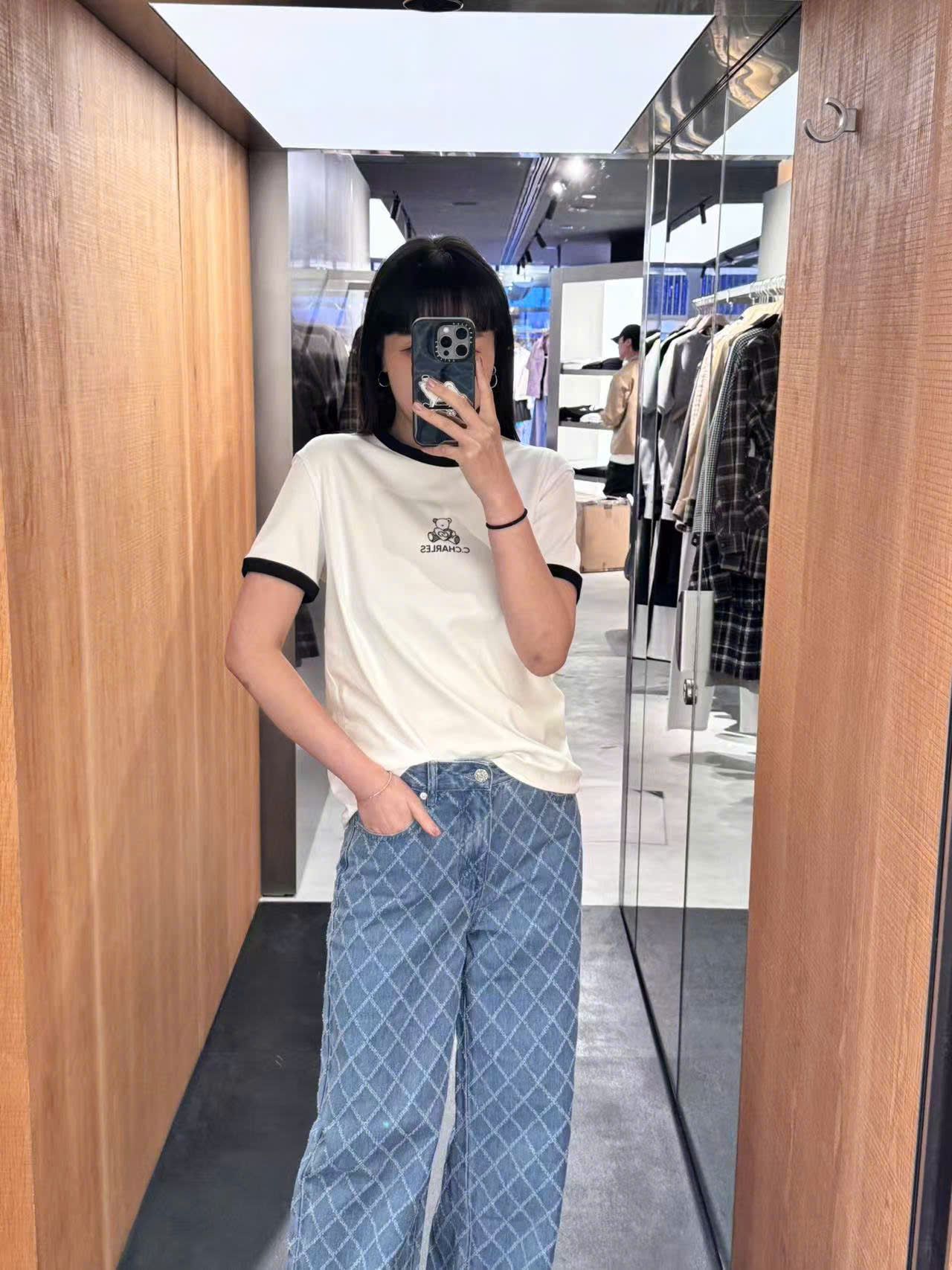 Quần jean caro xanh
