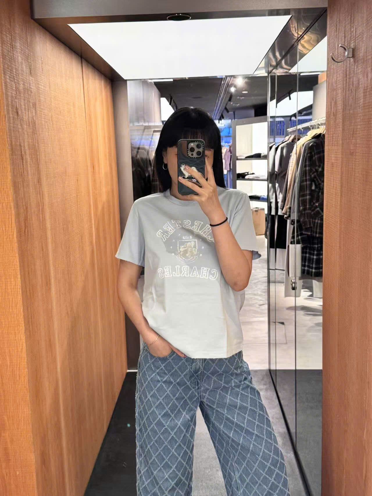 Quần jean caro xanh