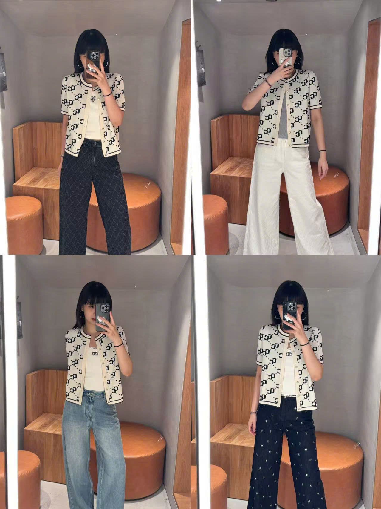 Áo CDG trắng ngắn tay full logo CC