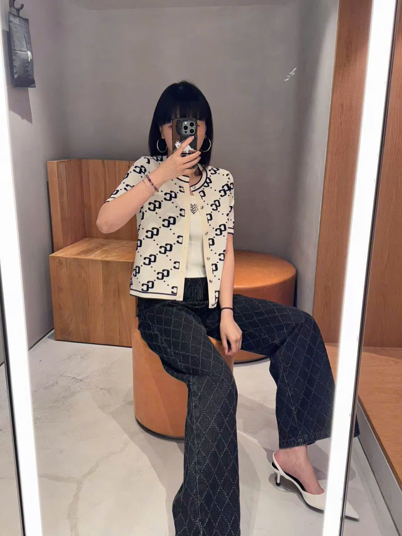 Áo CDG trắng ngắn tay full logo CC