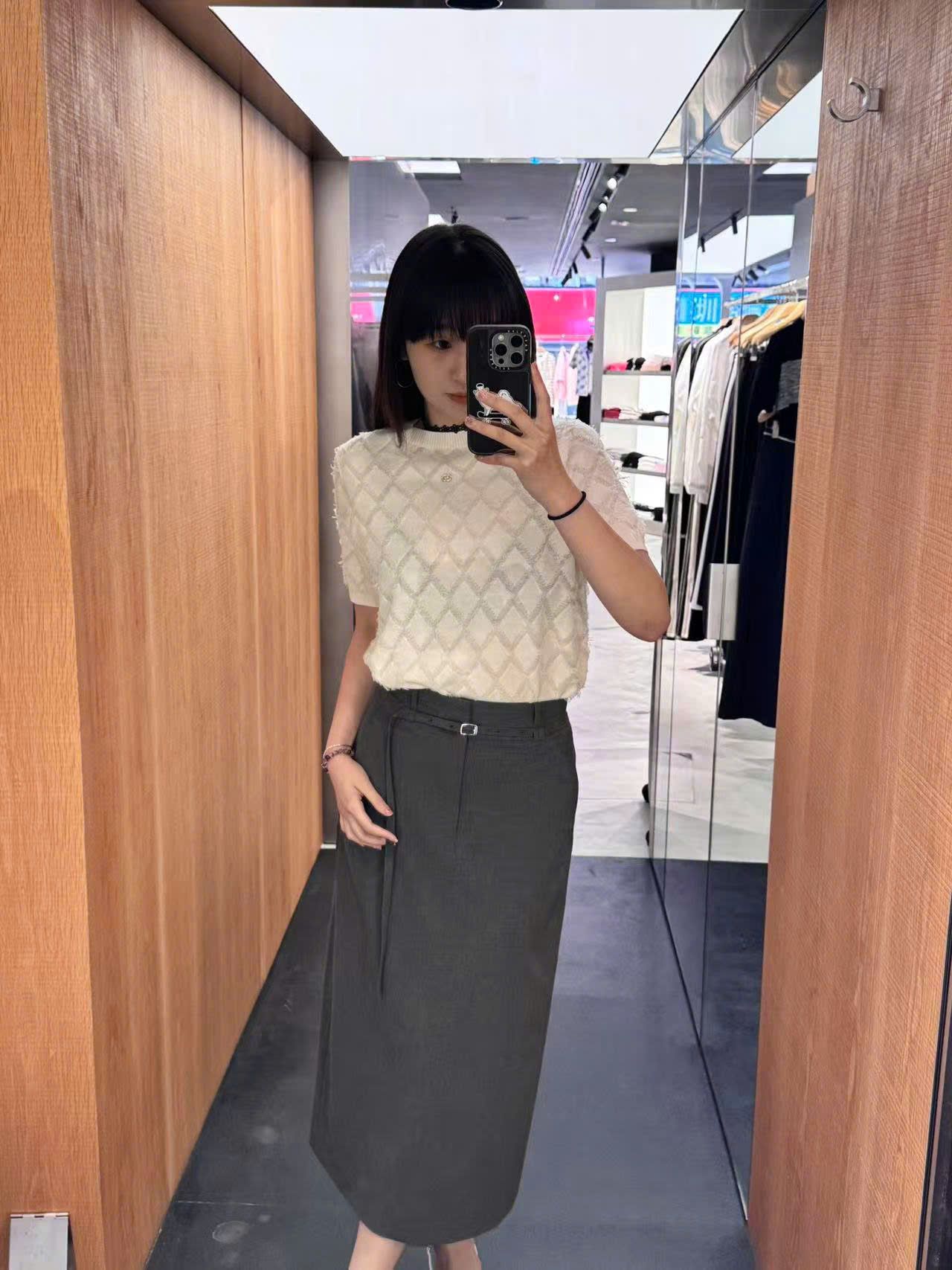 Chân váy dài Xám kèm Belt có dây