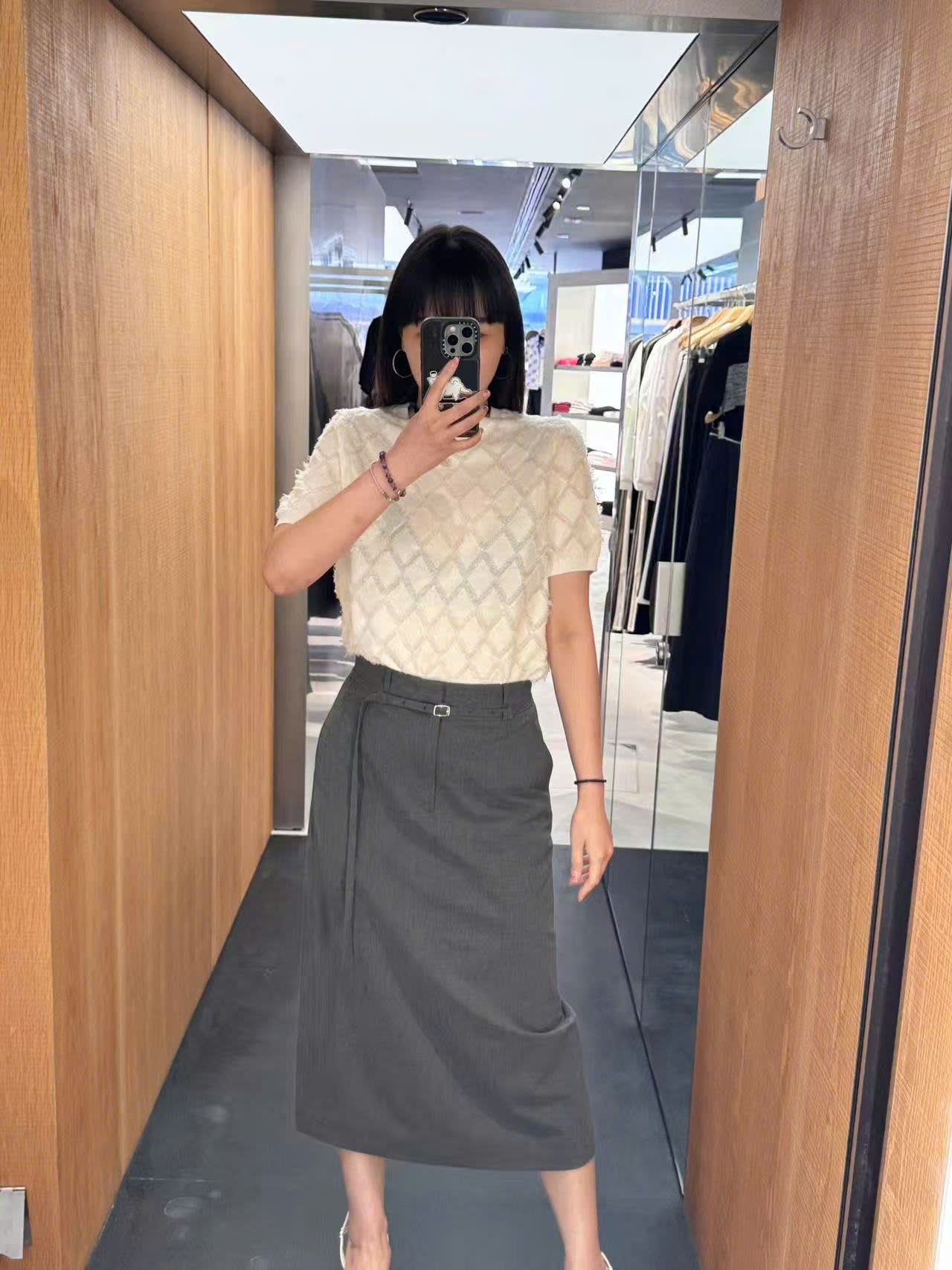 Chân váy dài Xám kèm Belt có dây