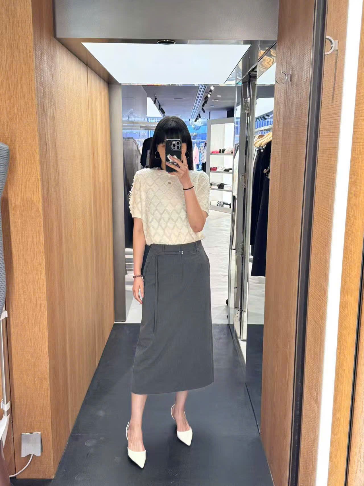 Chân váy dài Xám kèm Belt có dây