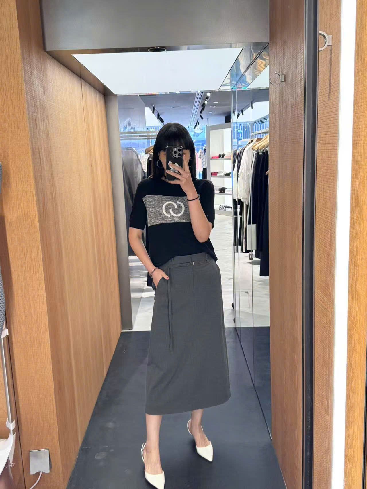 Chân váy dài Xám kèm Belt có dây