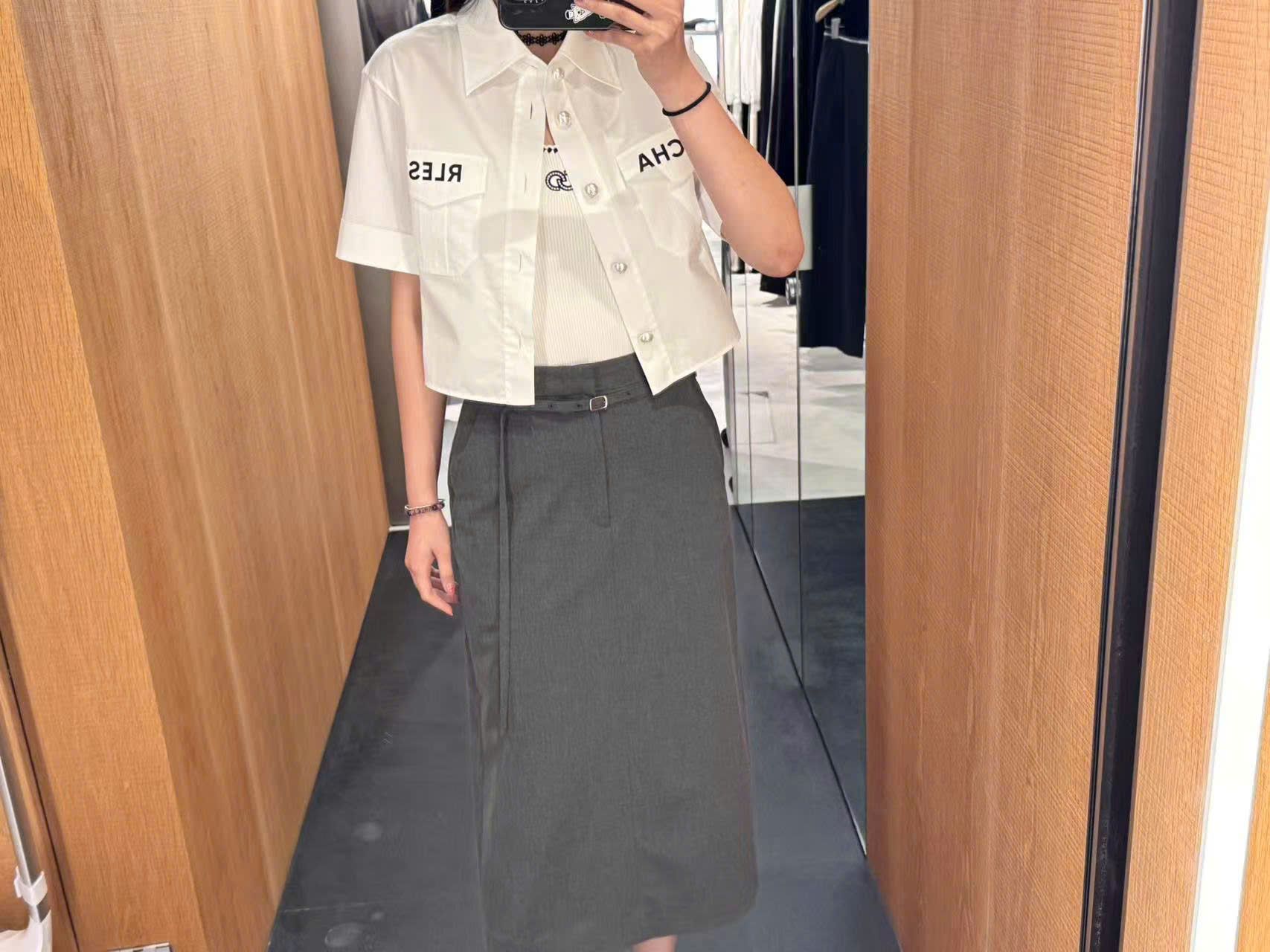 Chân váy dài Xám kèm Belt có dây