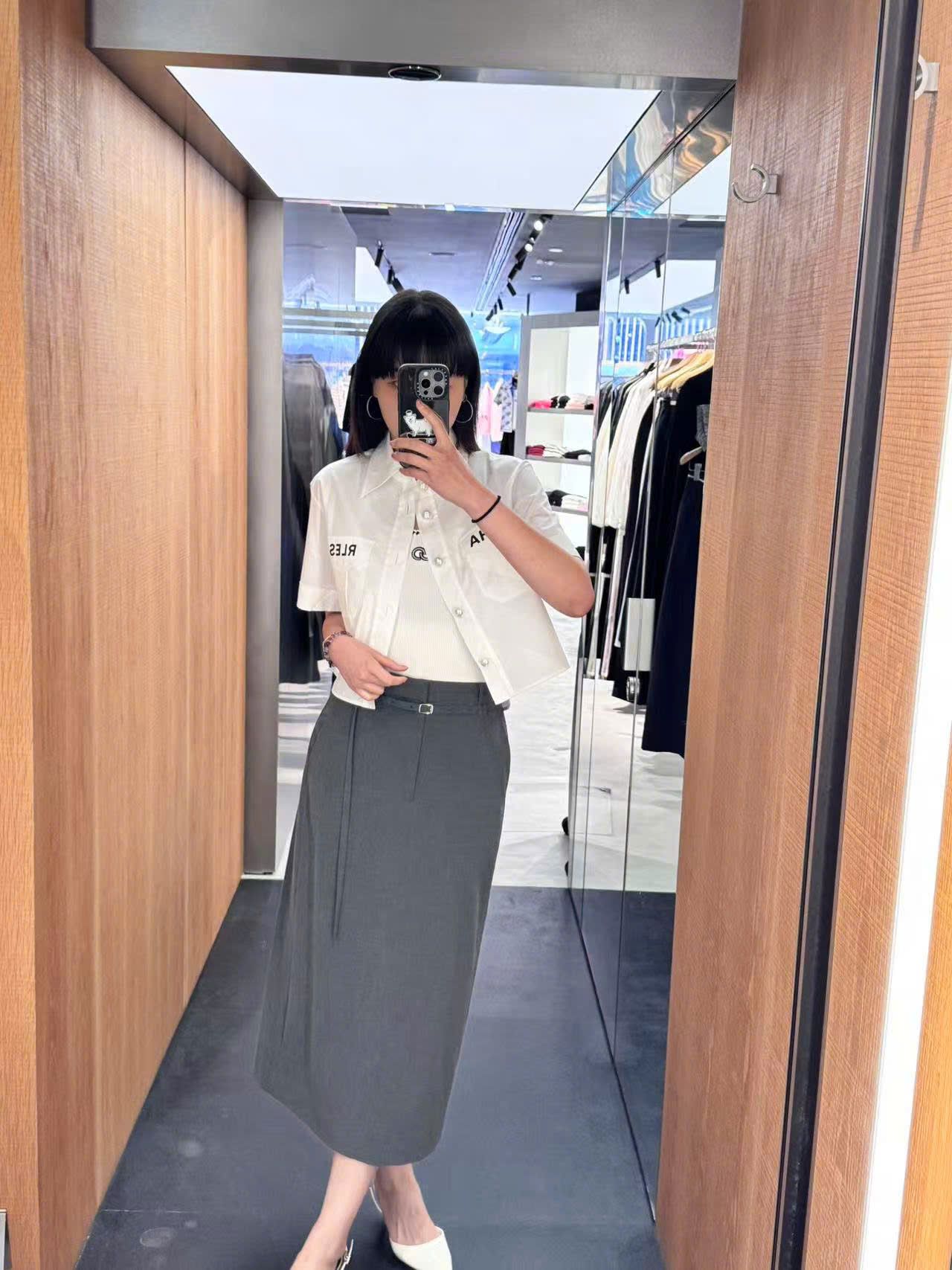 Chân váy dài Xám kèm Belt có dây