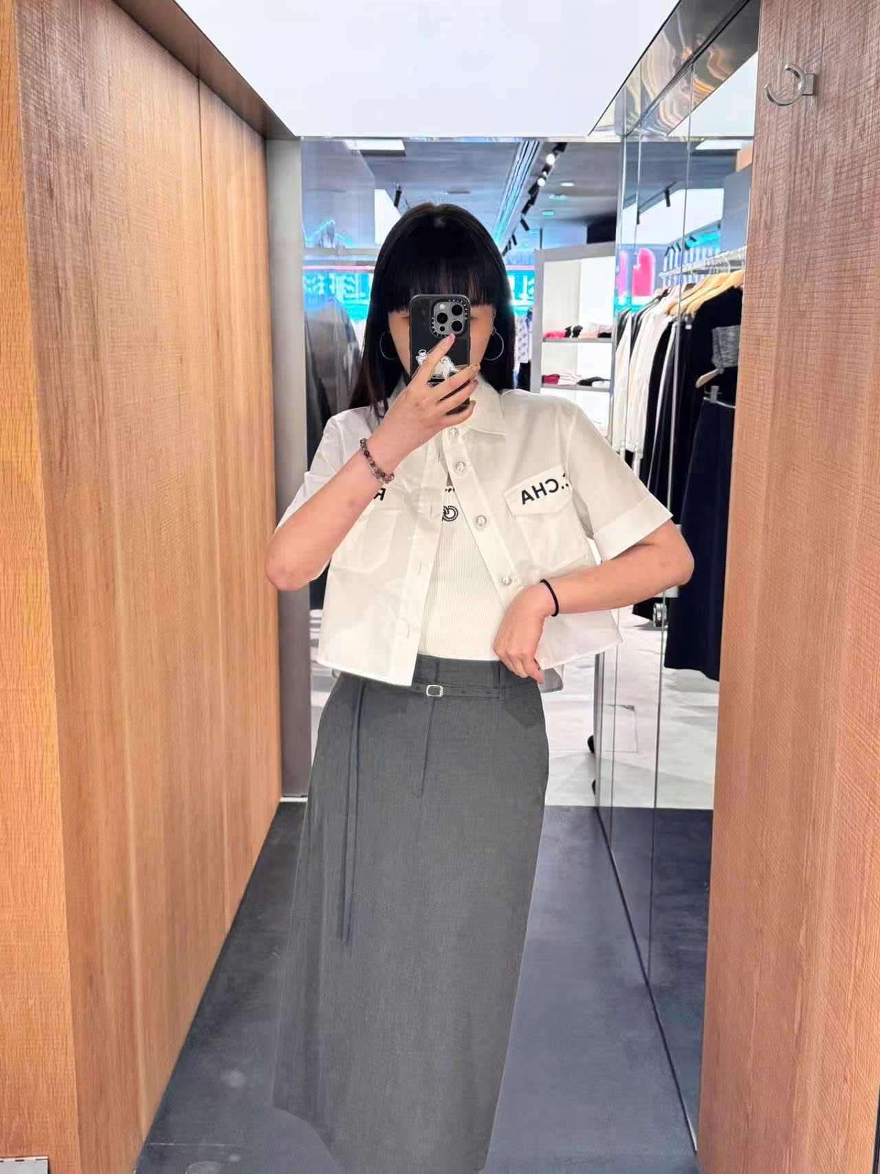 Chân váy dài Xám kèm Belt có dây