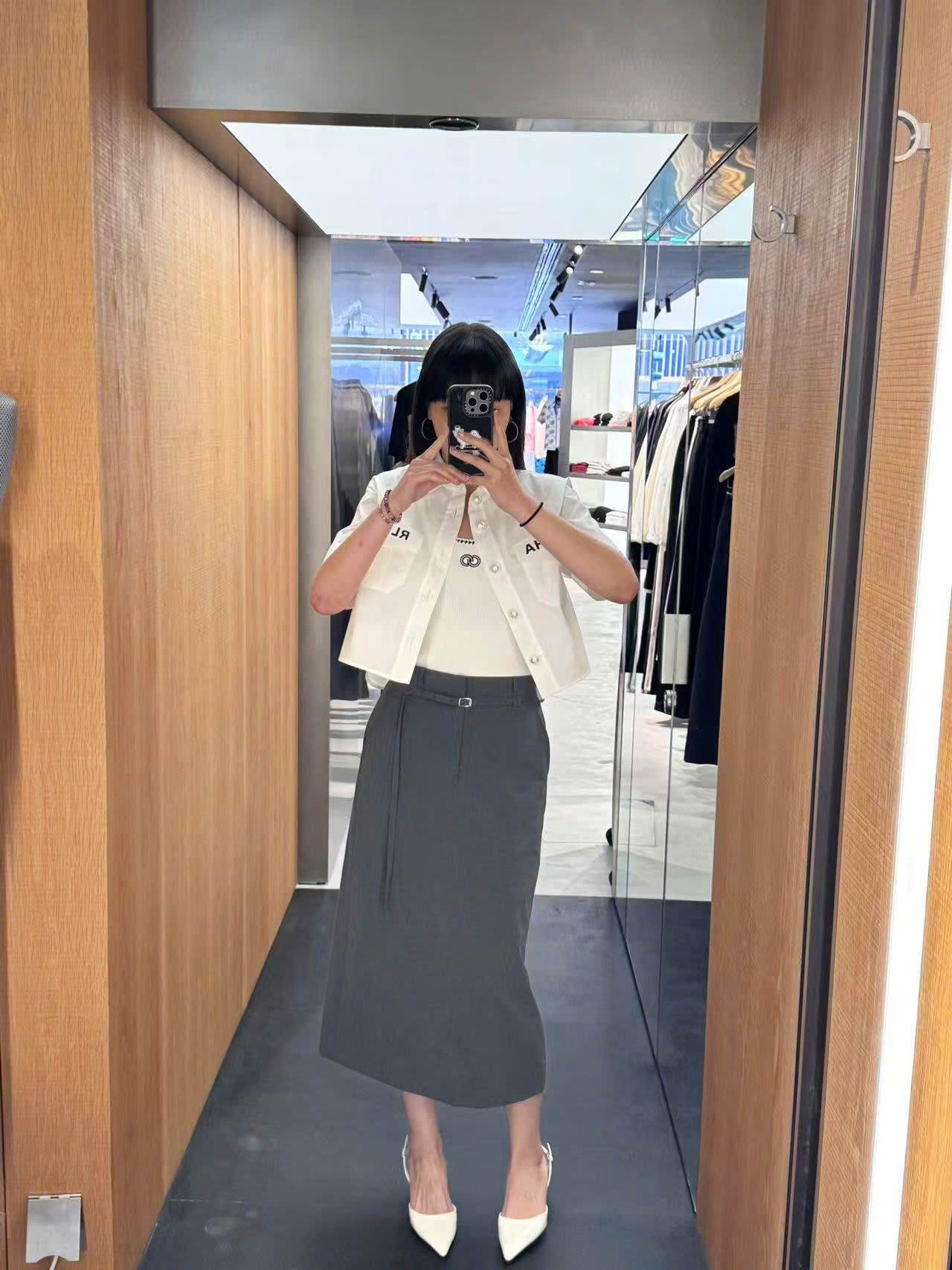 Chân váy dài Xám kèm Belt có dây
