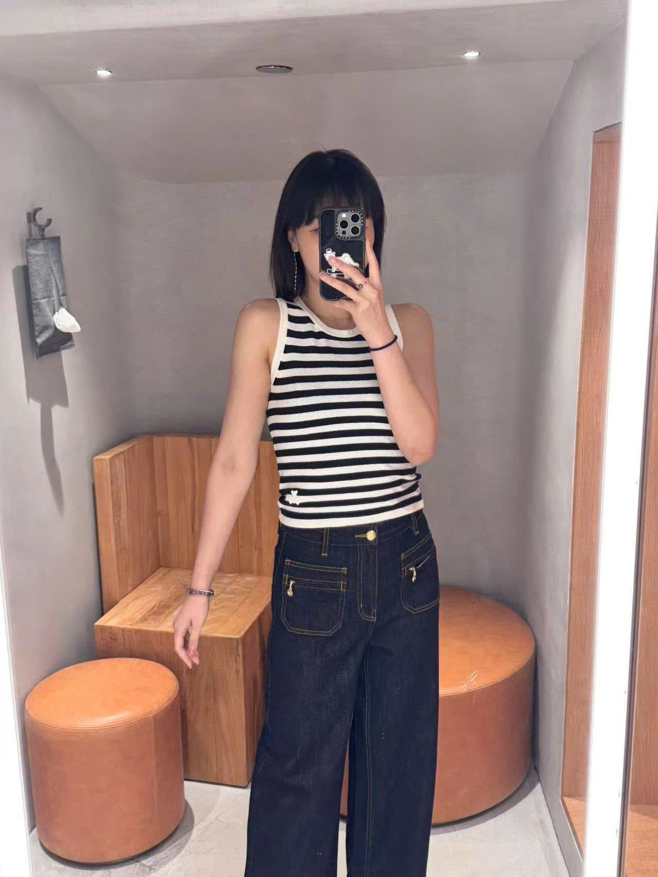 Áo 3 lỗ kẻ gấu trắng