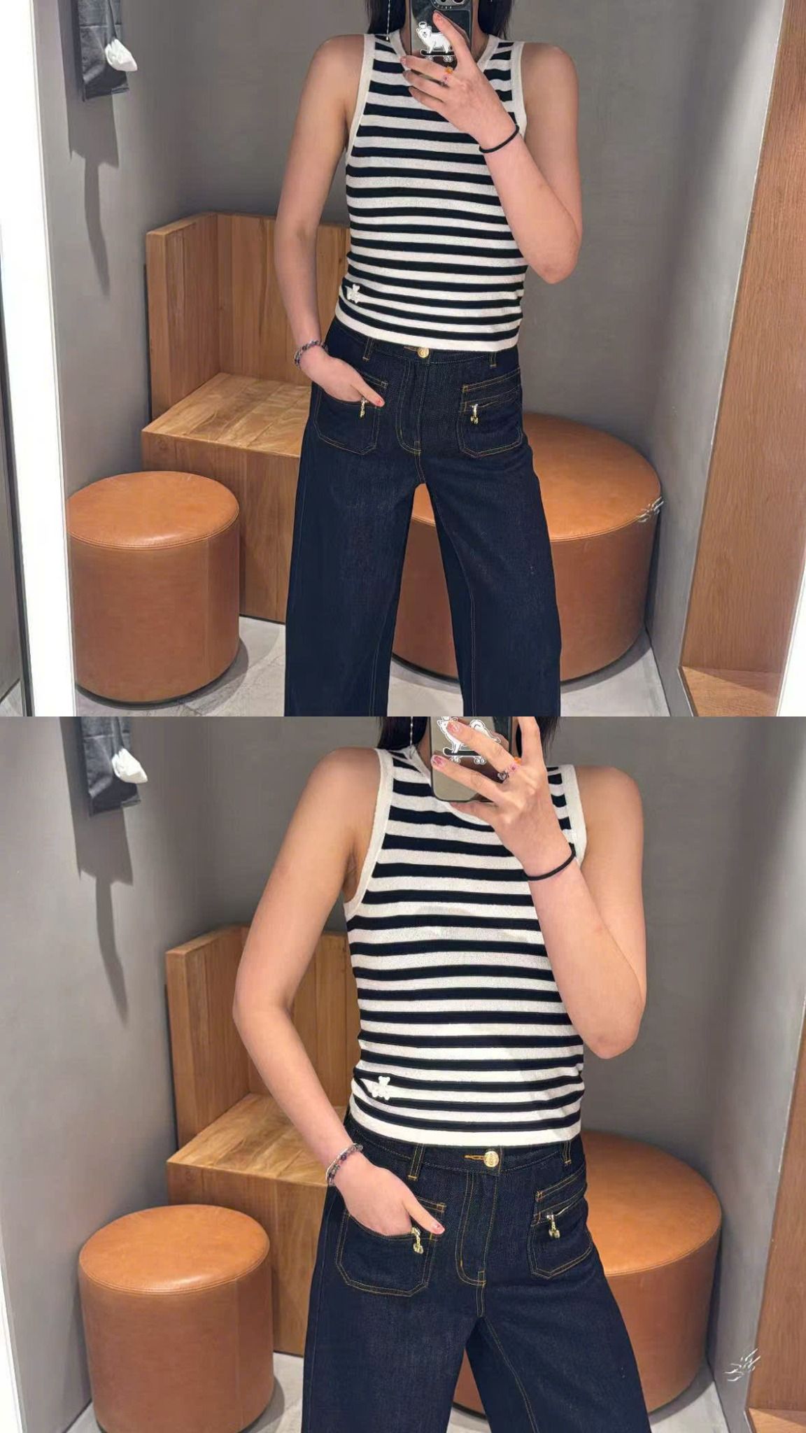 Áo 3 lỗ kẻ gấu trắng