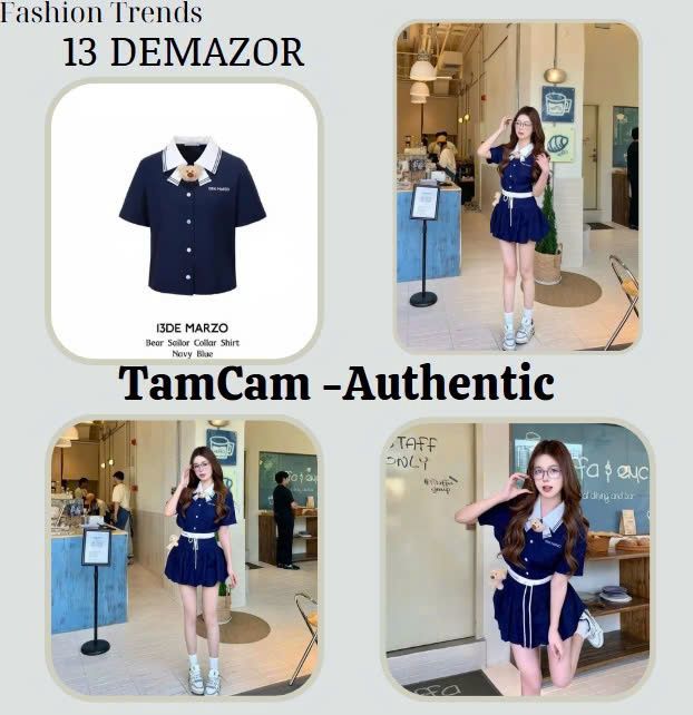 Set áo và váy xanh thủy thủ gấu