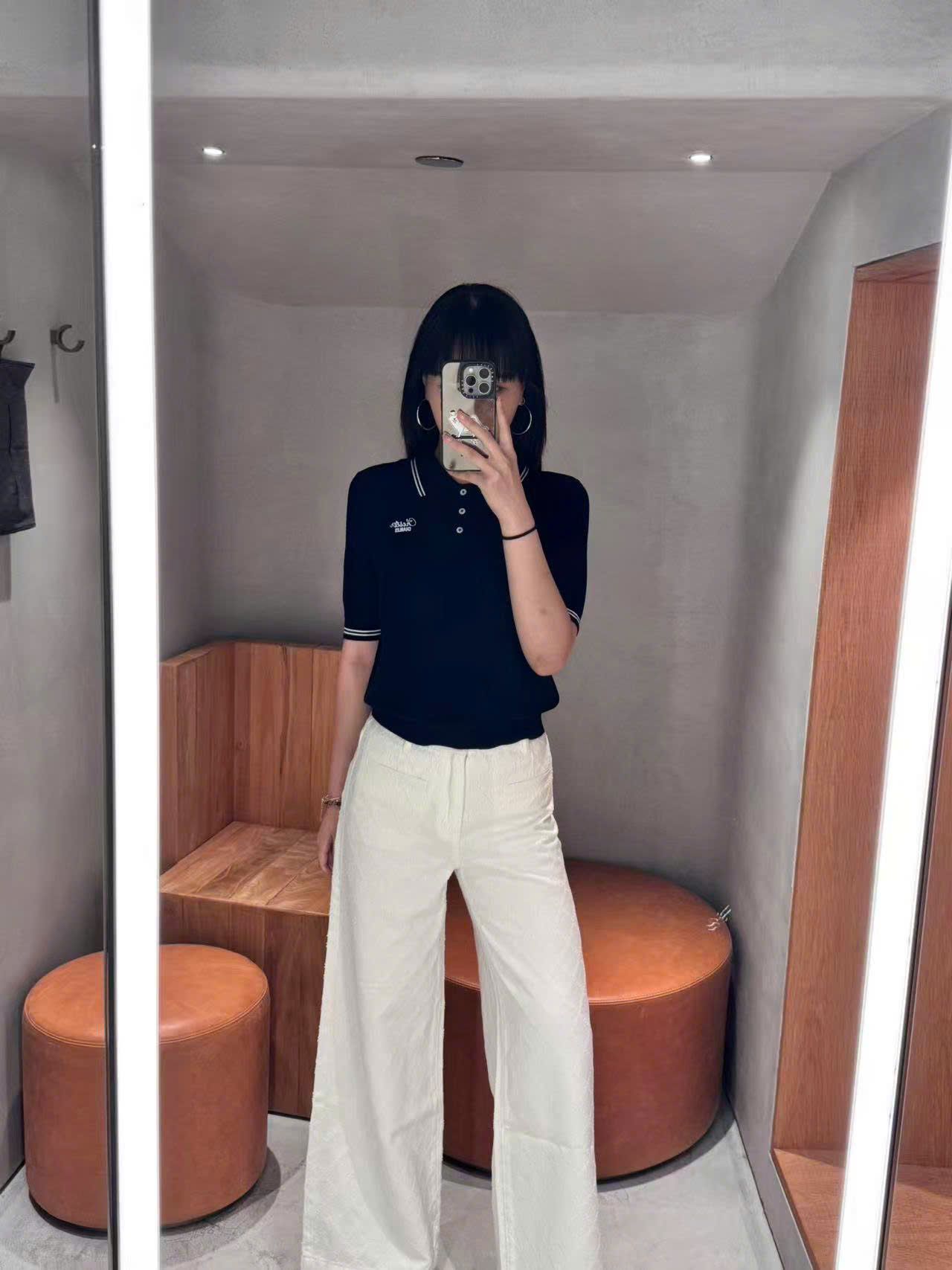 Áo polo xanh navy- 3 cúc viền trắng