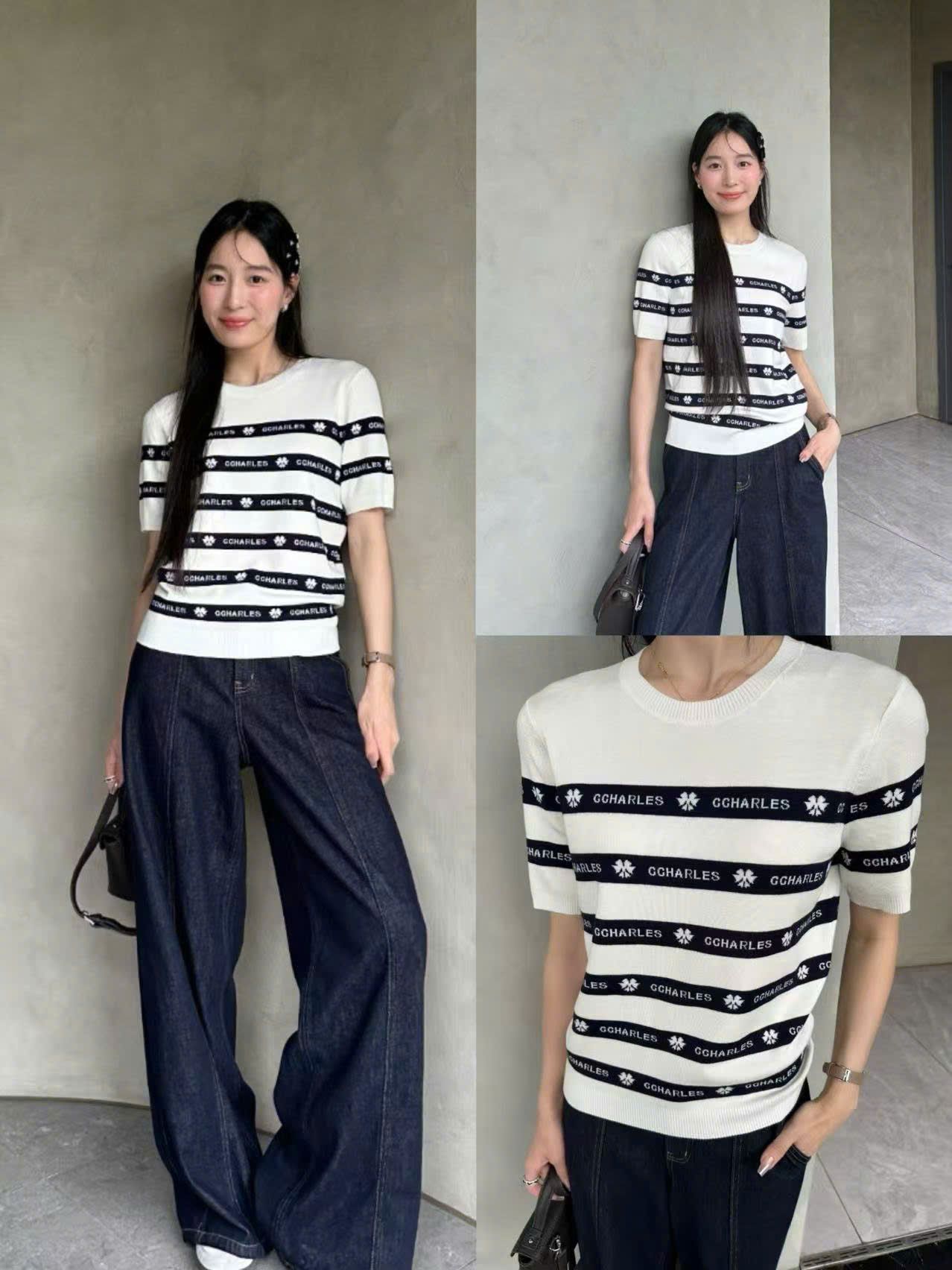 Áo ngắn tay trắng - chữ logo chạy