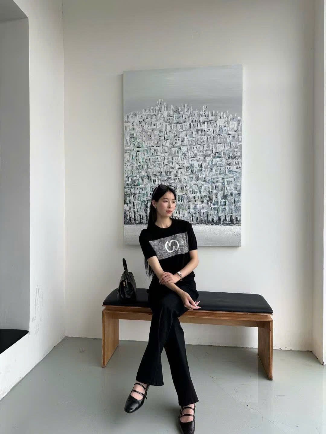 15.Áo ngắn tay đen -logo xám to ngực