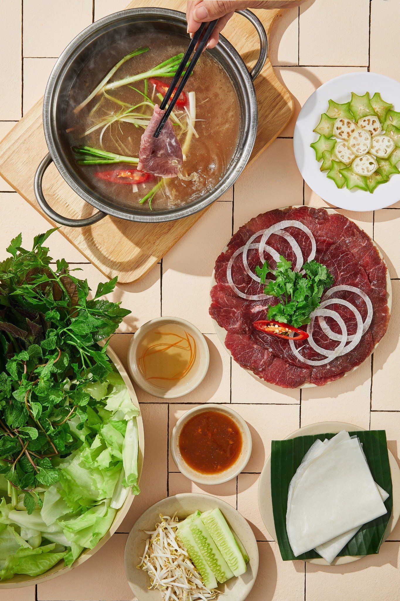 Bò Nhúng Giấm Cuốn Bánh Tráng