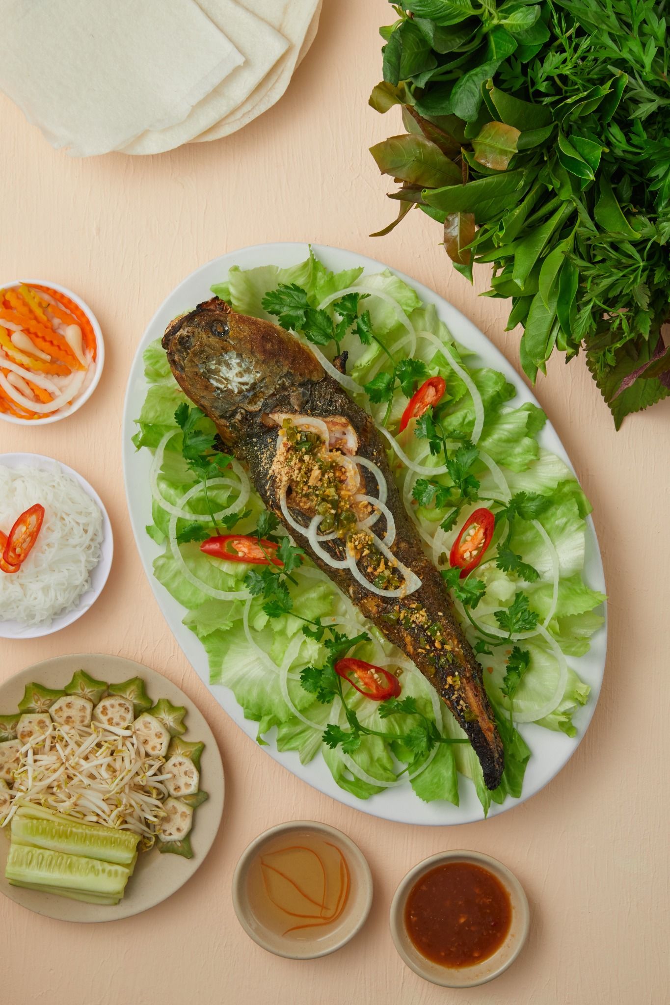 Cá Lóc Hấp Cuốn Bánh Tráng