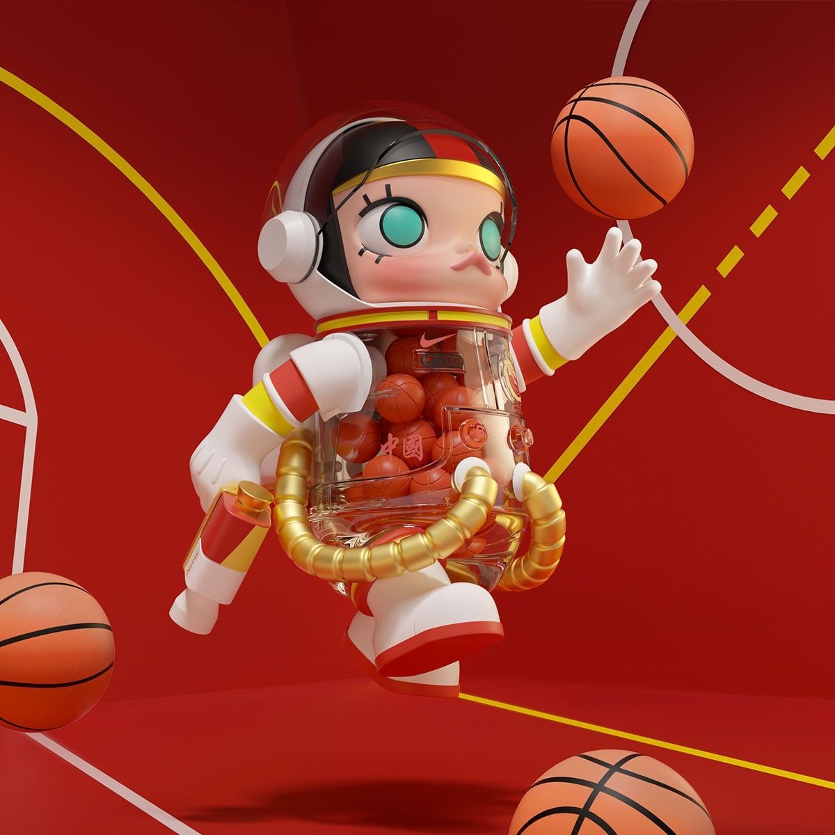 Mô hình POP MART MEGA SPACE MOLLY 400% CHINA WOMEN'S NATIONAL BASKETBALL TEAM 6941848286705