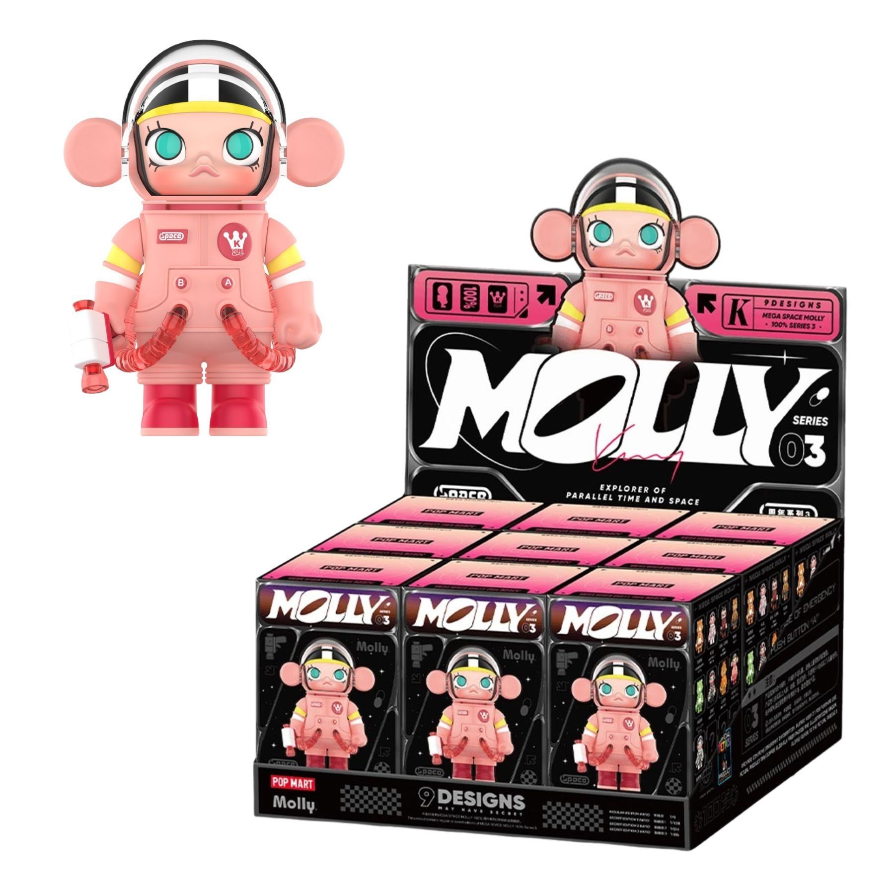 Mô Hình Đồ Chơi POP MART Mega Collection 100% Space Molly Series 3