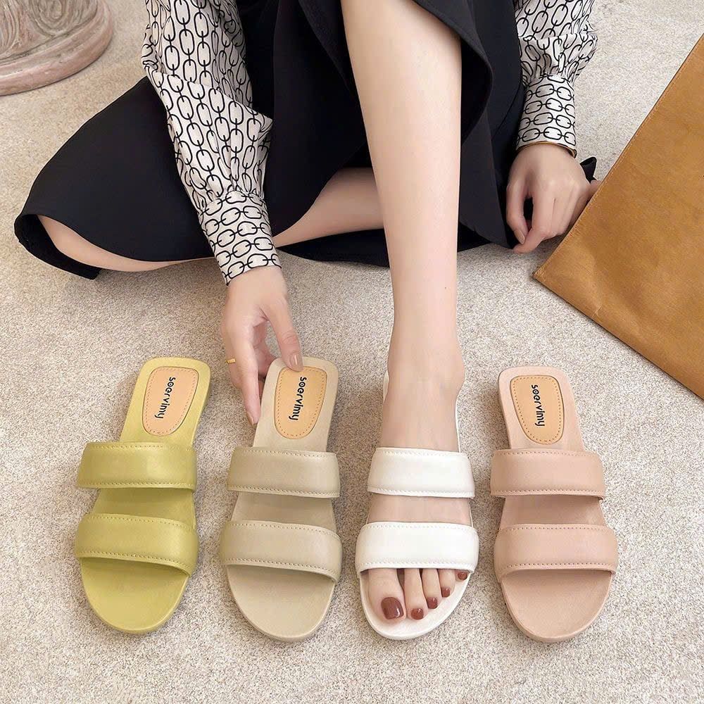 Dép Nữ Mũi Tròn Đế Mềm Chống Trượt