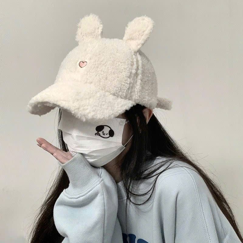 Mũ Lưỡi Trai Tai Thỏ Dễ Thương