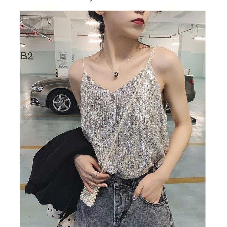 Áo 2 cổ Chữ V Dây Đính Kim Tuyến