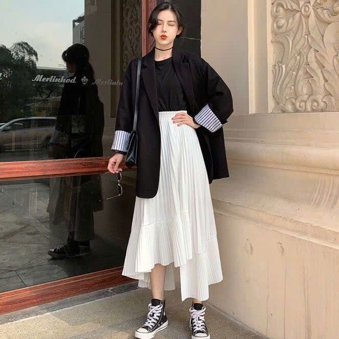 Chân Váy Dập Ly Dài 2 Tầng