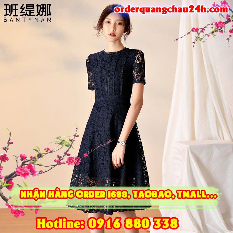 Đầm Ren Đen Họa Tiết