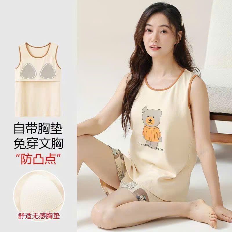 Bộ Đồ Ngủ Cotton Có Mút Ngực