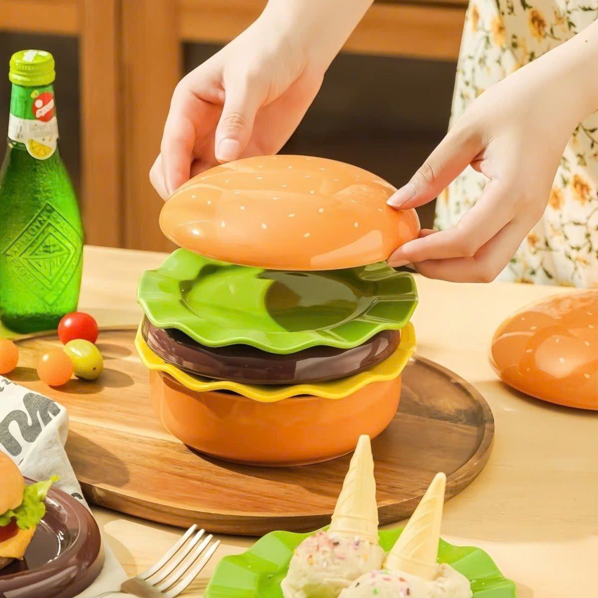 Bánh Hamburger Hình Chiếc Đĩa Đẹp