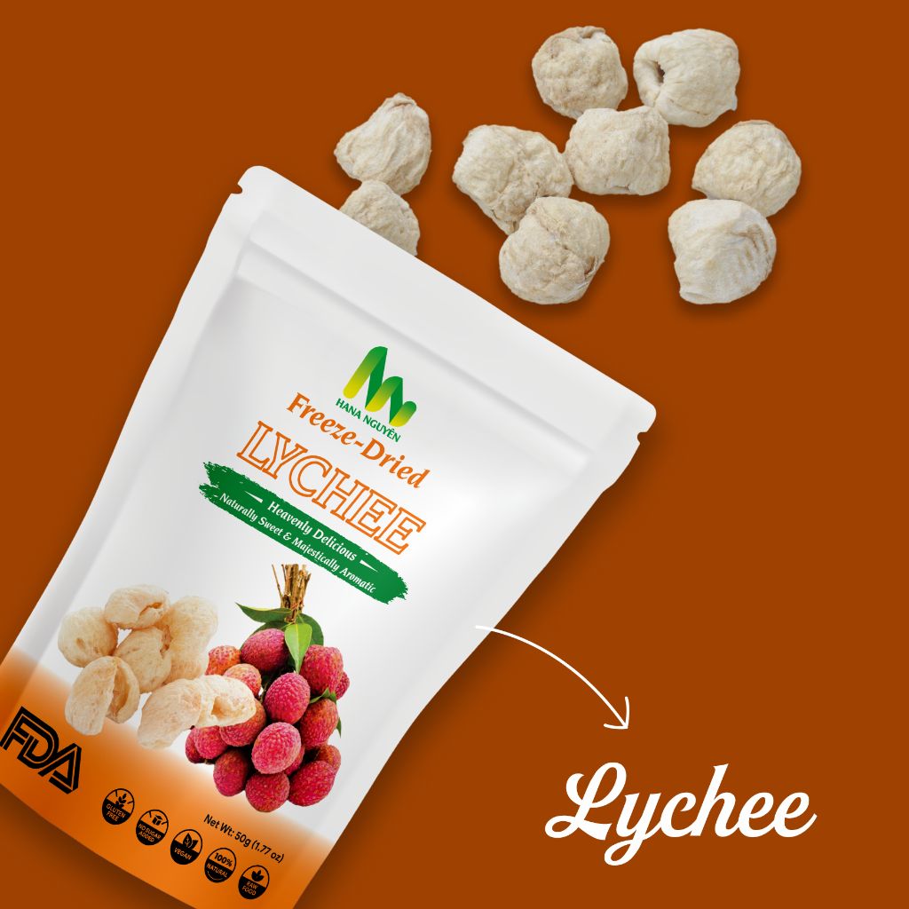 Vải sấy thăng hoa 50g HANA NGUYÊN, cung cấp nhiều vitamin tốt, chuyên đi xuất khẩu