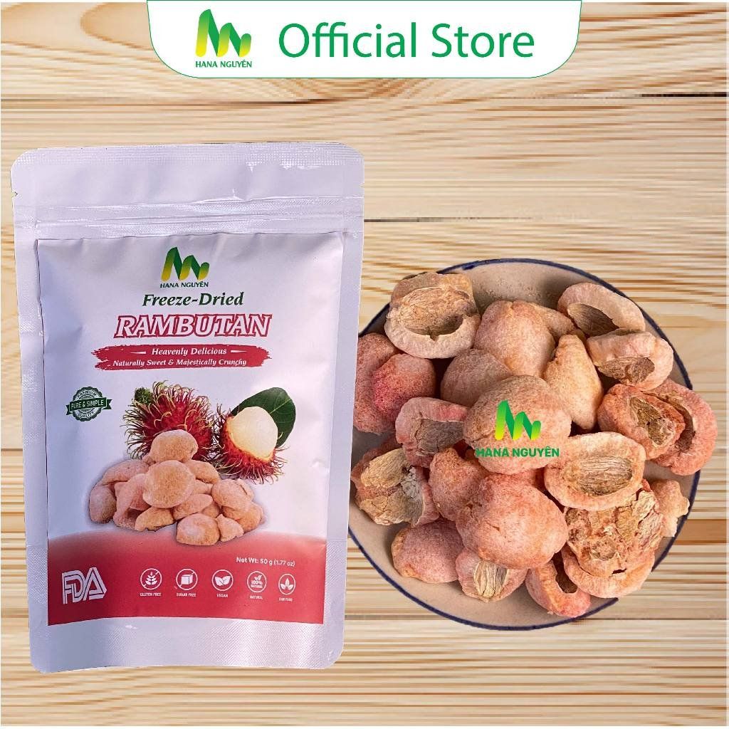 Chôm Chôm sấy thăng hoa 50g HANA NGUYÊN, ngon ngọt bổ dưỡng, chuyên đi xuất khẩu nhiều nước