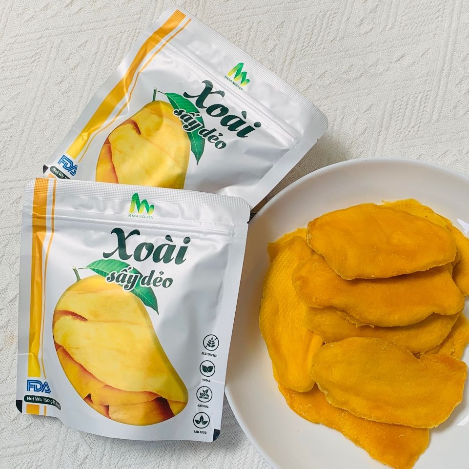 Xoài sấy dẻo HANA NGUYÊN, vị chua ngọt tự nhiên, đồ ăn vặt với chất lượng xuất khẩu