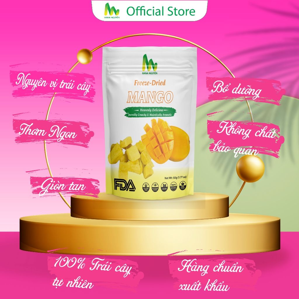 Xoài sấy thăng hoa 50g HANA NGUYÊN, đã được xuất khẩu đi nhiều nước